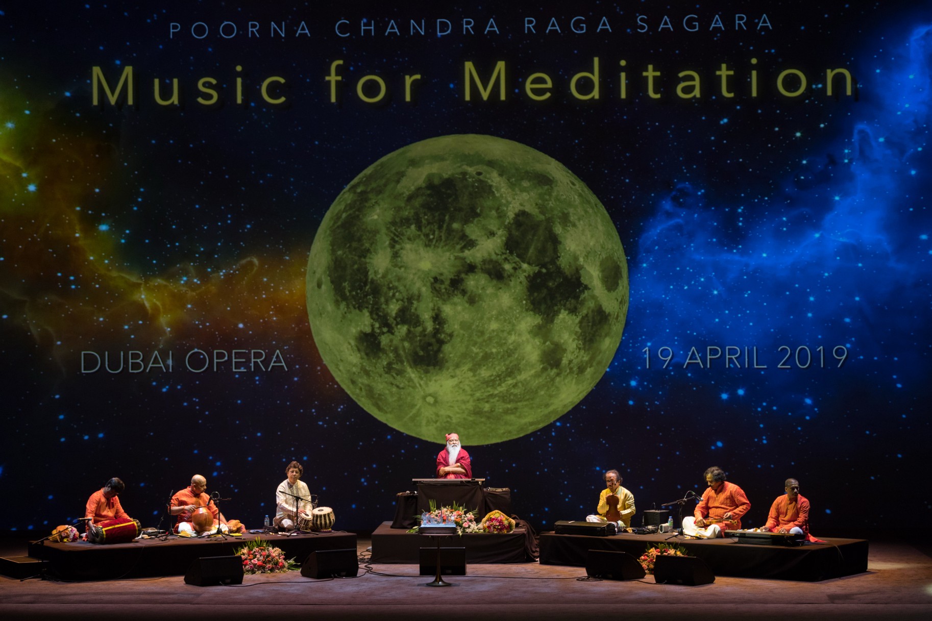 Concert — Dubai Opera, full moon backdrop